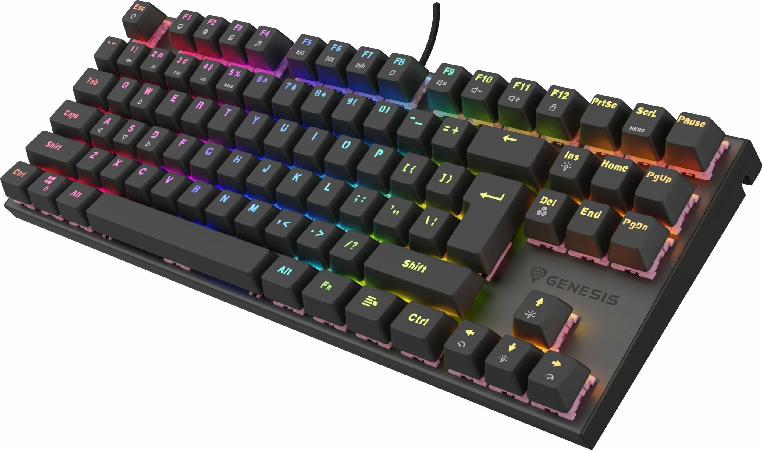 Tastierë mekanike gaming Genesis Thor 303 TKL (NKG-1881), Outemu Peach Silent, Hot Swap, RGB, USB, US layout, e zezë