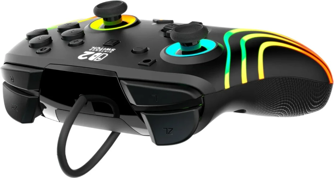Kontroller me kabllo Turtle Beach Afterglow Wave për Nintendo Switch 2, RGB, Hall sticks, USB 3m, jack 3.5mm, i zi