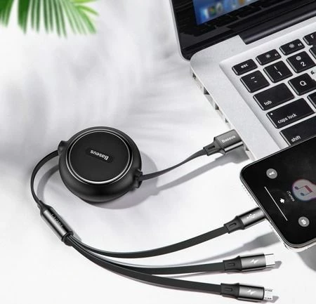 Kabl USB Baseus 46956 1.2 m USB-A në USB-C + microUSB + Lightning, i zi