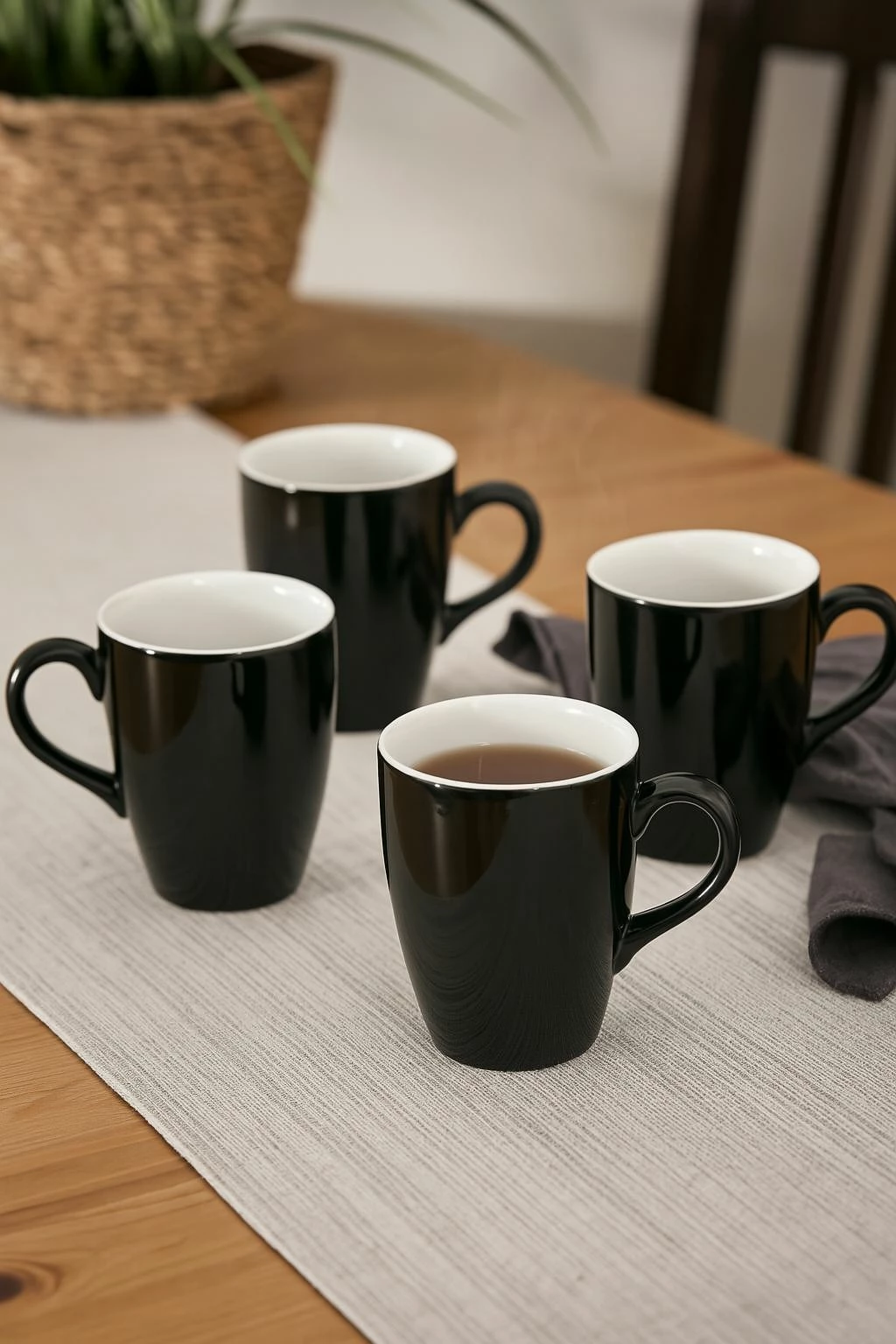 Set filxhanësh porcelani të zi (6 copë), Hermia, LimaMug6S