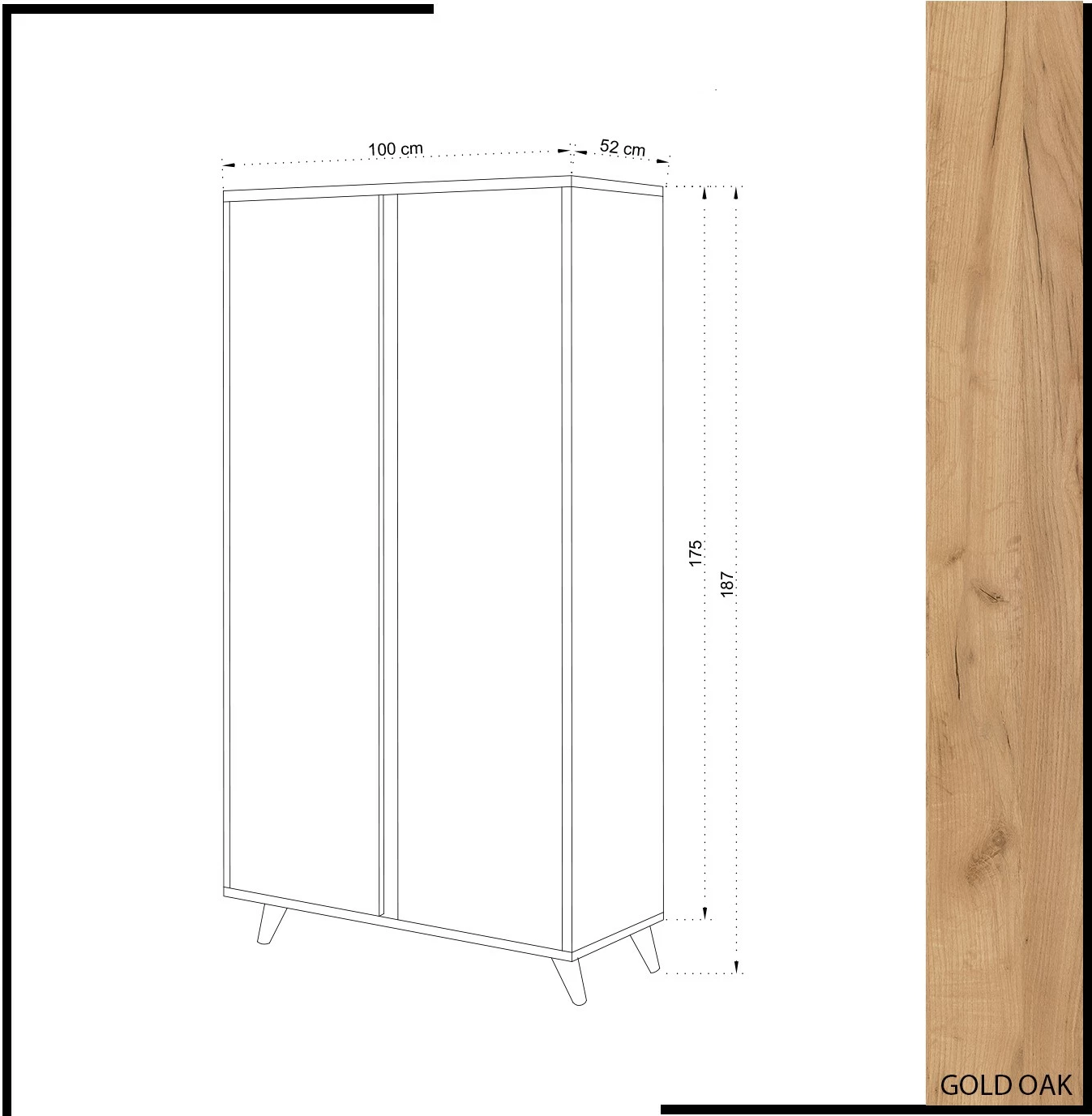 Dollap Hanah Home, Ajumma, ngjyrë lis dhe e bardhë, 100x187x52cm