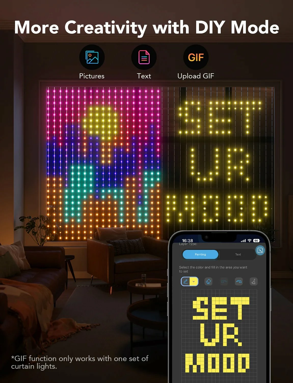 Drita perde LED Govee Curtain Lights 2m x 1.5m, RGB, kontroll me aplikacion