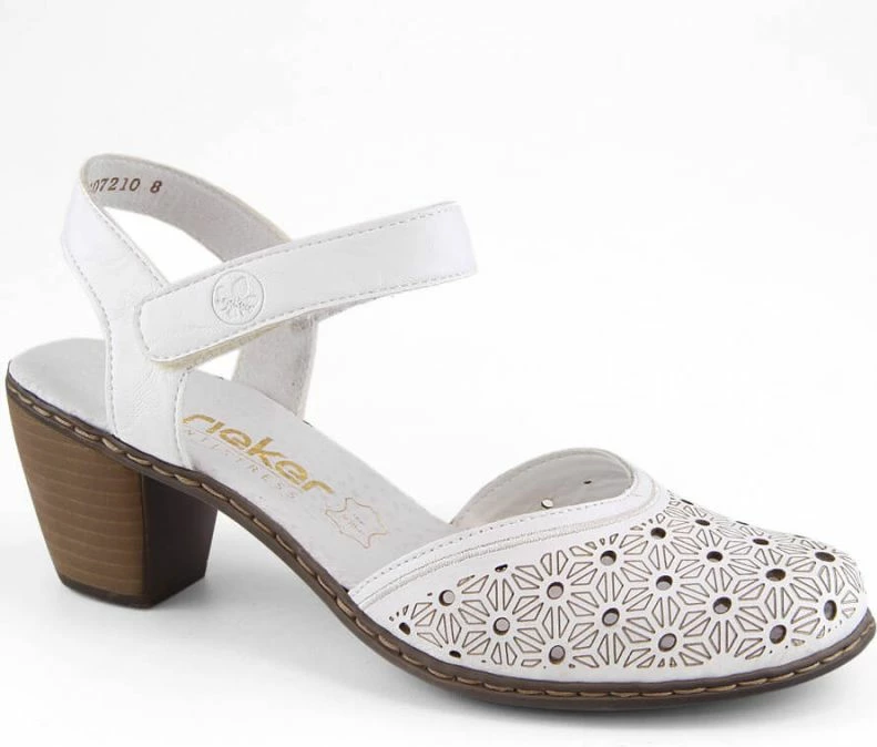 Sandale prej lëkure të rehatshme Rieker, për femra, të bardha