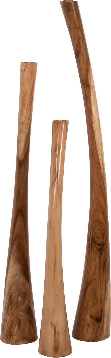 Set 3 copë shandanë dyshemeje, dru suar natyral, 150-125-100cm