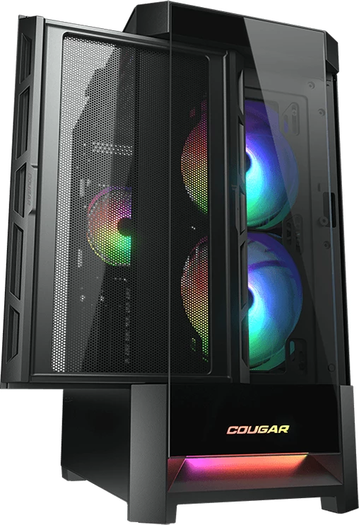 Kasë COUGAR DUOFACE RGB Mid Tower, ATX, xham i temperuar, 3 ventilatorë, e zezë