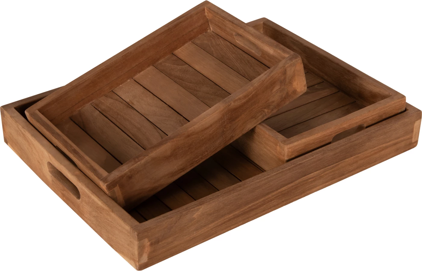 Set trey 3 pjesë, dru teak, ngjyrë natyrale, FH7894, 39x29x7 cm