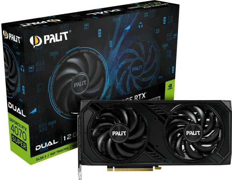 Kartelë grafike Palit GeForce RTX 4070 SUPER Dual, 12 GB, GDDR6X, PCI Express 4.0, e zezë