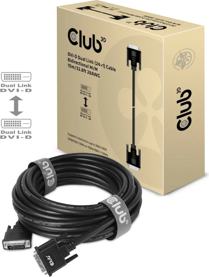 Kabllo DVI Dual Link Club3D 10m, 24+1, e zezë