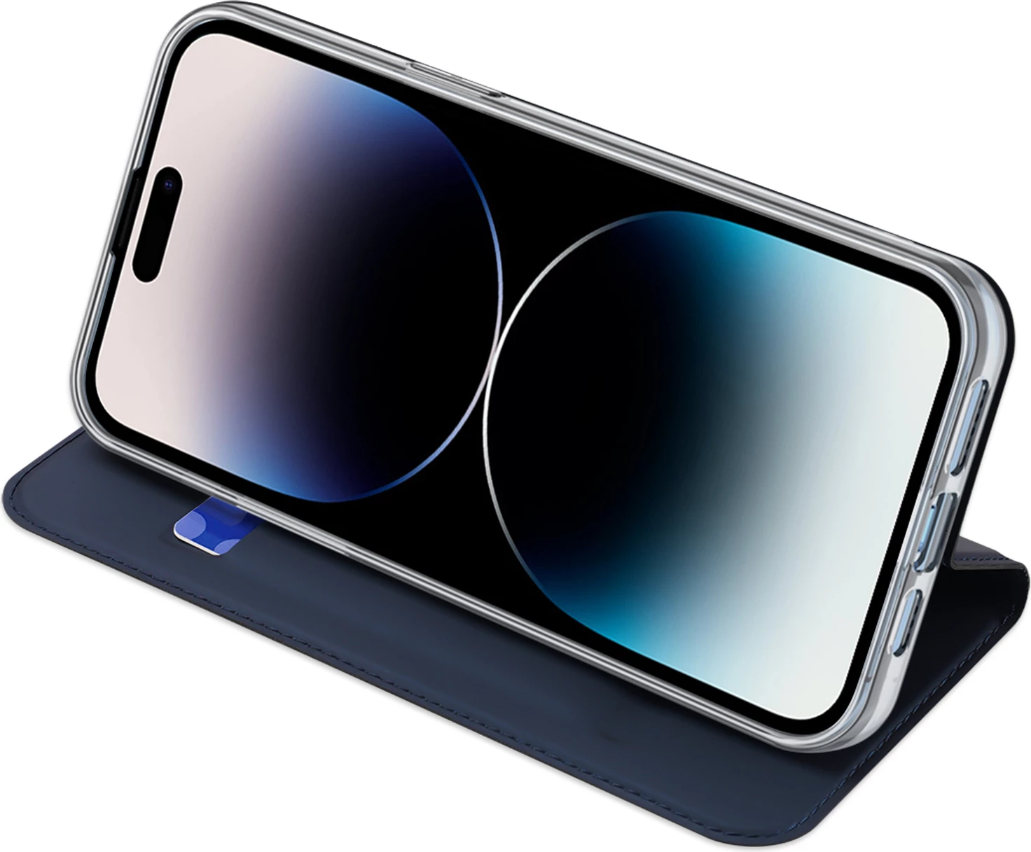 Mbështjellës Dux Ducis Skin Pro për iPhone 15 Pro Max, me xhep kartelash, me qëndrim, Kaltër