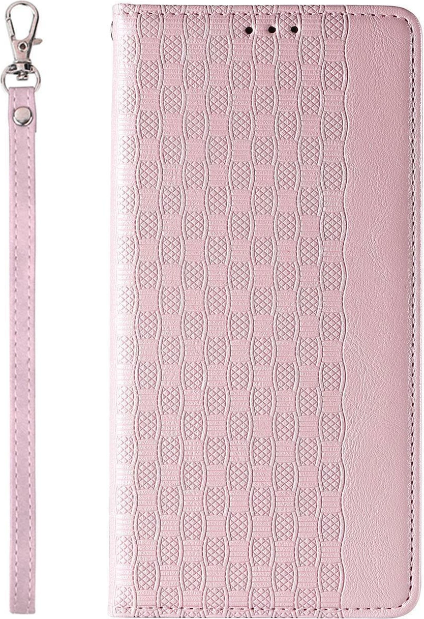 Mbështjellës Hurtel Magnet Strap Case për Samsung Galaxy S23+, me portofol, mbajtëse, rrip dore, Rozë