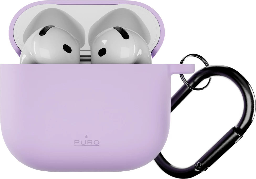 Mbështjellës silikoni Puro Icon për AirPods 4 me karabiner, vjollcë