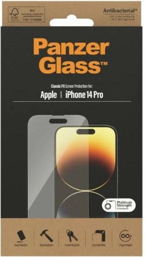 Xham mbrojtës PanzerGlass Classic Fit për iPhone 14 Pro, transparent