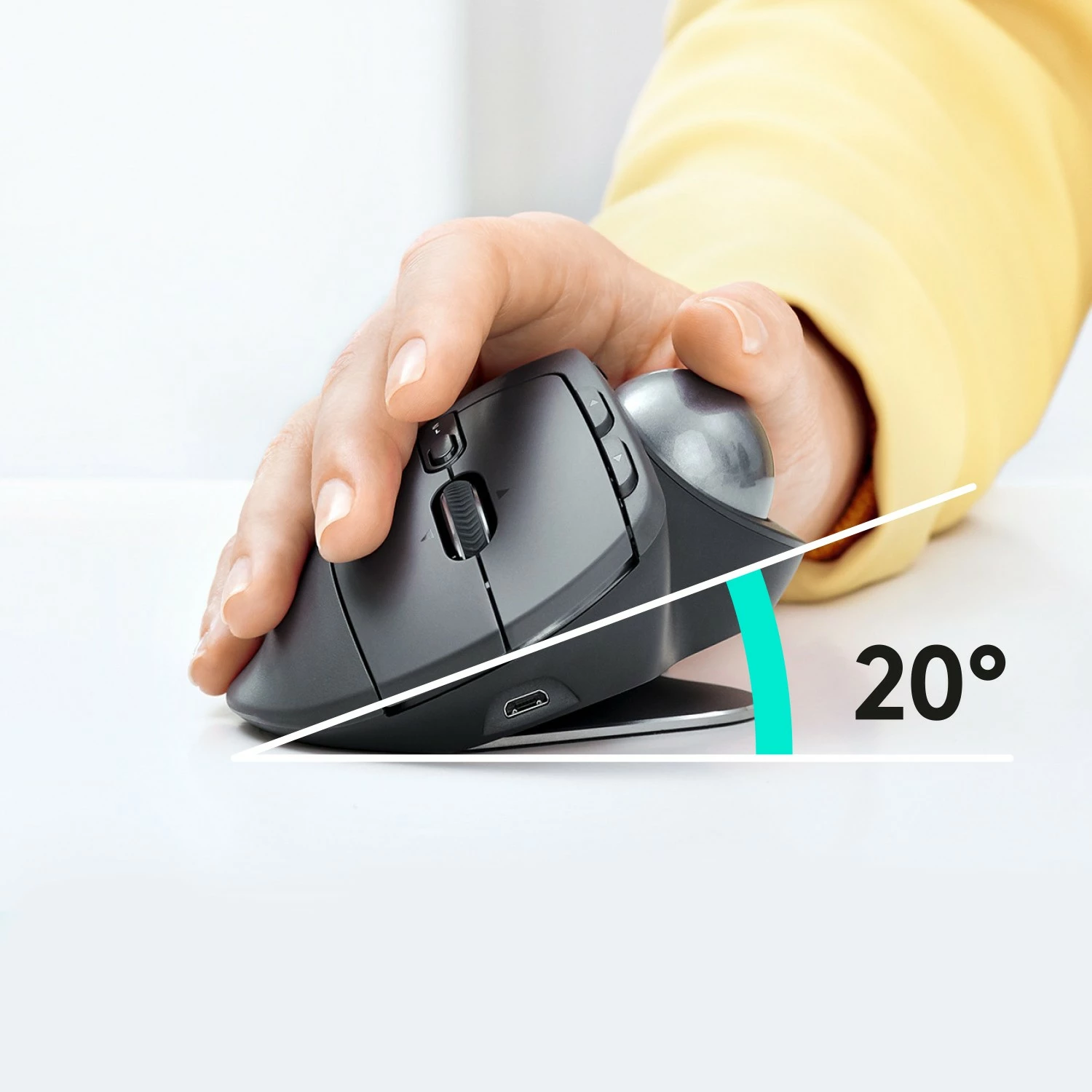 Maus Logitech MX Ergo, Djathtas, Trackball, RF Wireless + Bluetooth, 440 DPI, Grafit