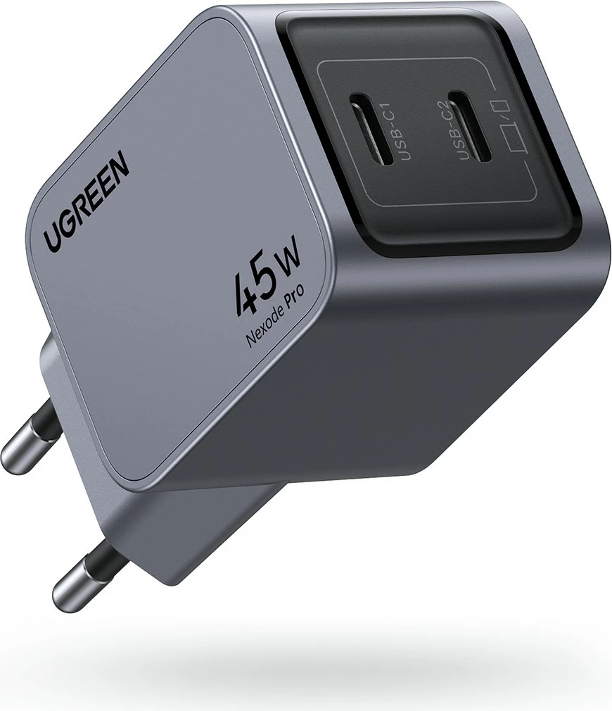Karikues universal Ugreen 35008, 45W, 2x USB Type-C, Power Delivery 3.0, Quick Charge 4, ngjyrë hiri