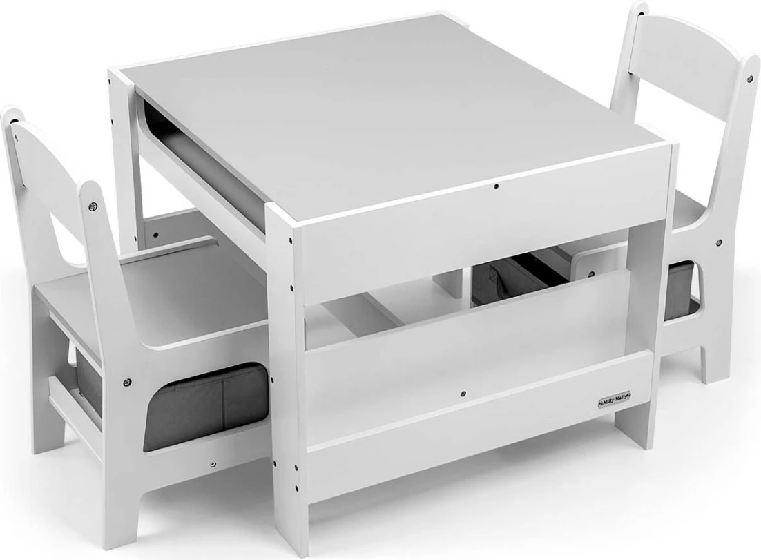 Set tavolinë dhe dy karrige për fëmijë Milly Mally Sven, MDF, e bardhë