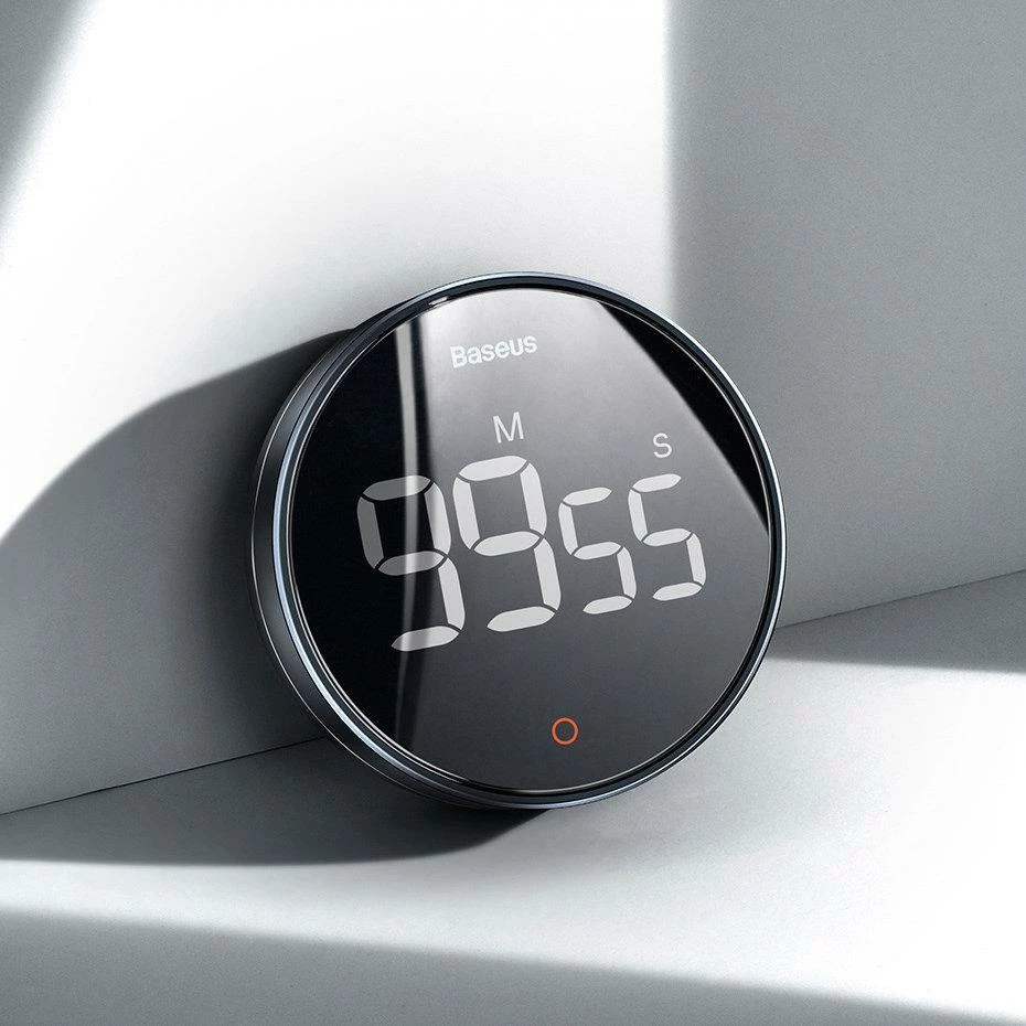 Timer digjital Baseus FMDS000013, ekran LED, magnet, 3 nivele zëri, i zi