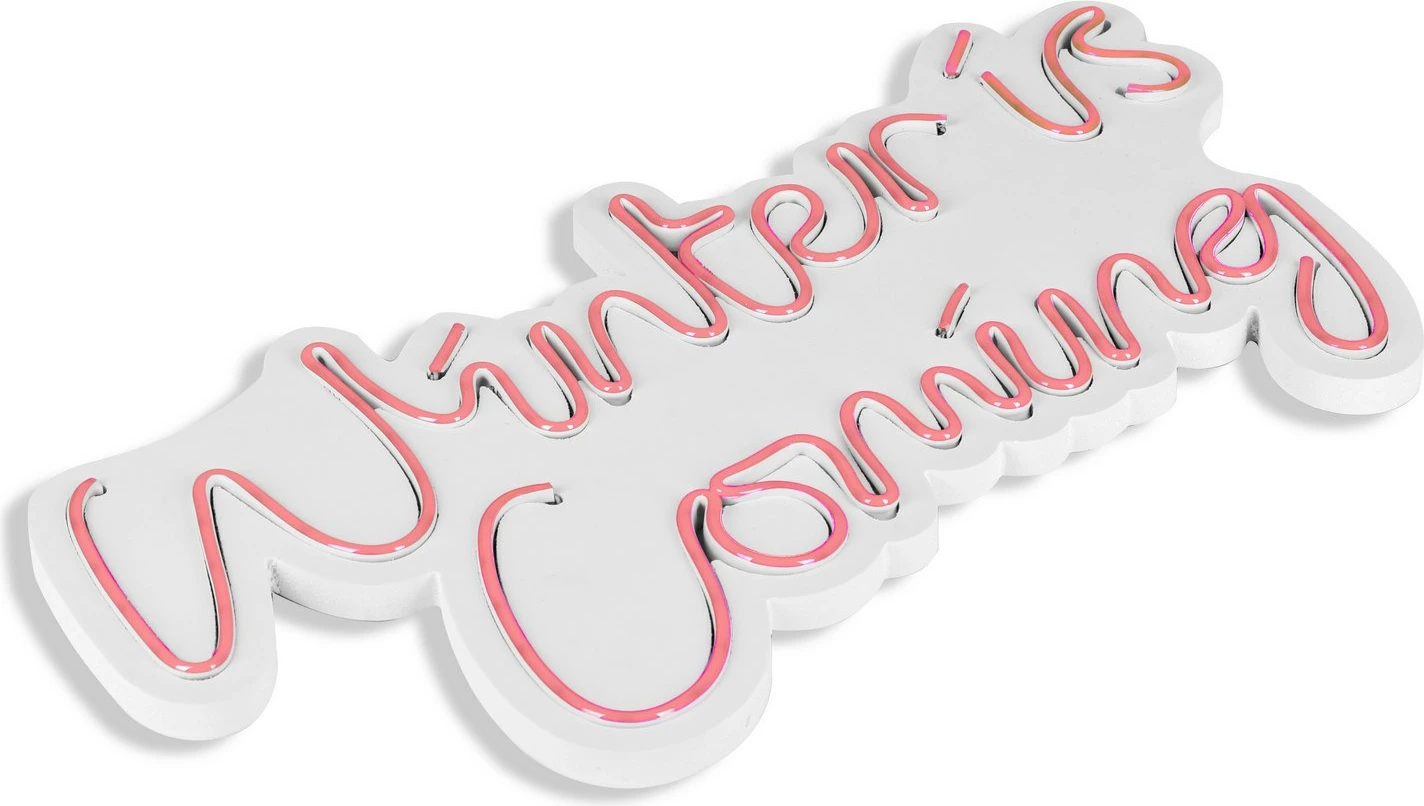 Dekor dritash LED plastike, 'Winter is Coming', ngjyrë rozë