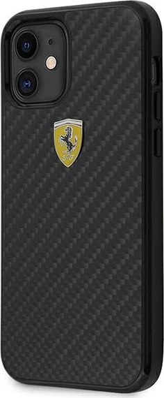 Mbështjellës Ferrari On Track Real Carbon për iPhone 12 mini, 5.4", i zi, hardcase