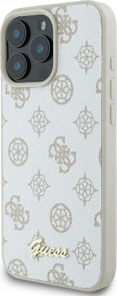 Mbështjellës Guess Peony Script Logo MagSafe për iPhone 16 Pro, Bardhë