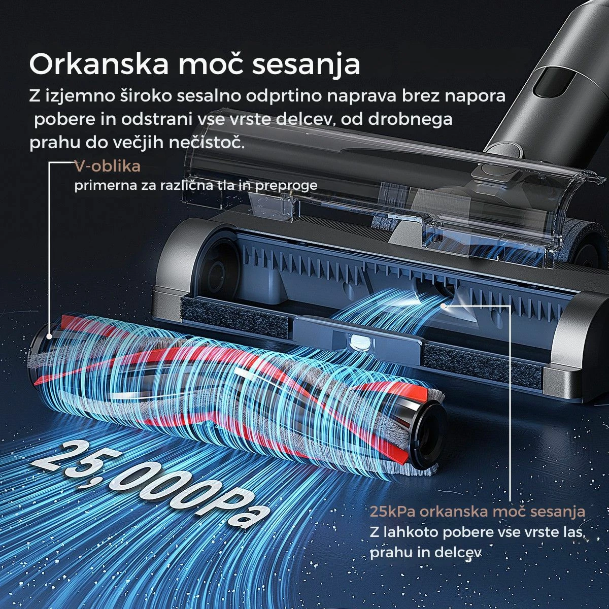 Fshesë me korrent vertikale pa kabllo Uwant V500G 25000Pa, stacion auto-zbrazje 60 ditë, 40 min, gri, set me aksesorë + 2 qese pluhuri
