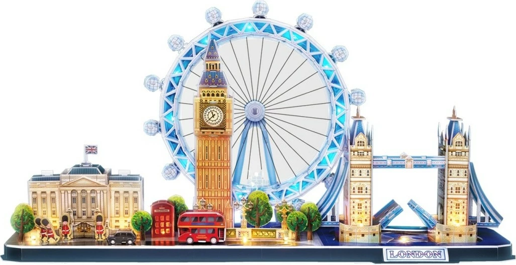 Puzzle 3D Cubic Fun Cityline London LED, 186 pjesë