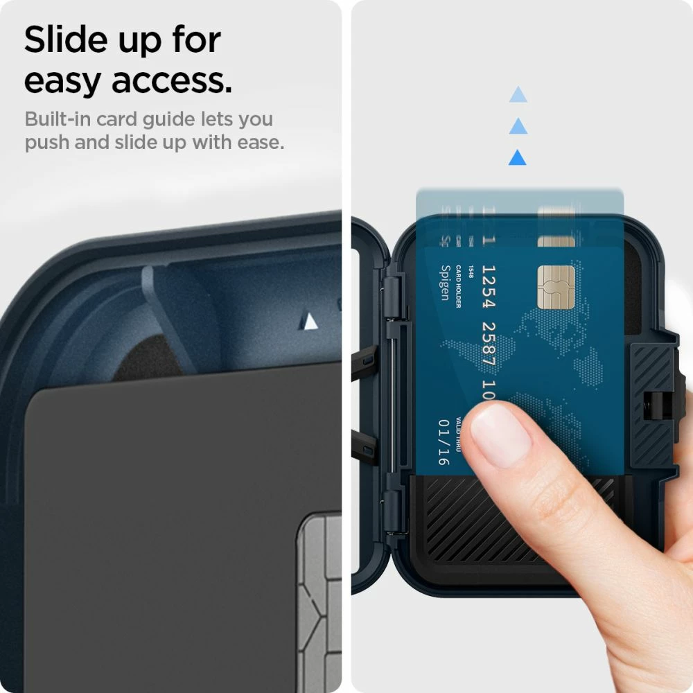 Mbështjellës Spigen Lock Fit MagSafe për kartela, Blu e errët