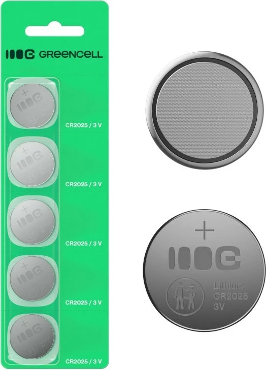 Bateri buton, Green Cell, CR2025, 3V 160mAh litium, set 5 copë