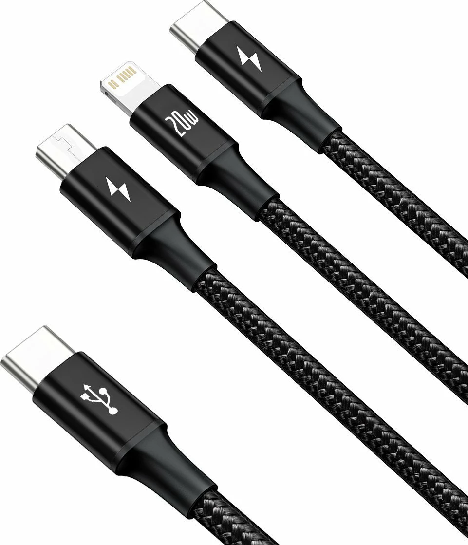 Kabllo 3-në-1 Baseus Rapid Series CAMLT-SC01, 1.5m, e zezë