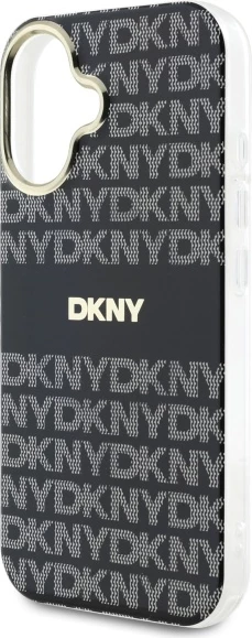 Mbështjellës DKNY Repeat Texture Pattern With Stripe për iPhone 16, i zi