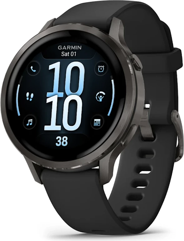Smartwatch Garmin Venu® 4, Slate/Black Silicone Band, 41 mm