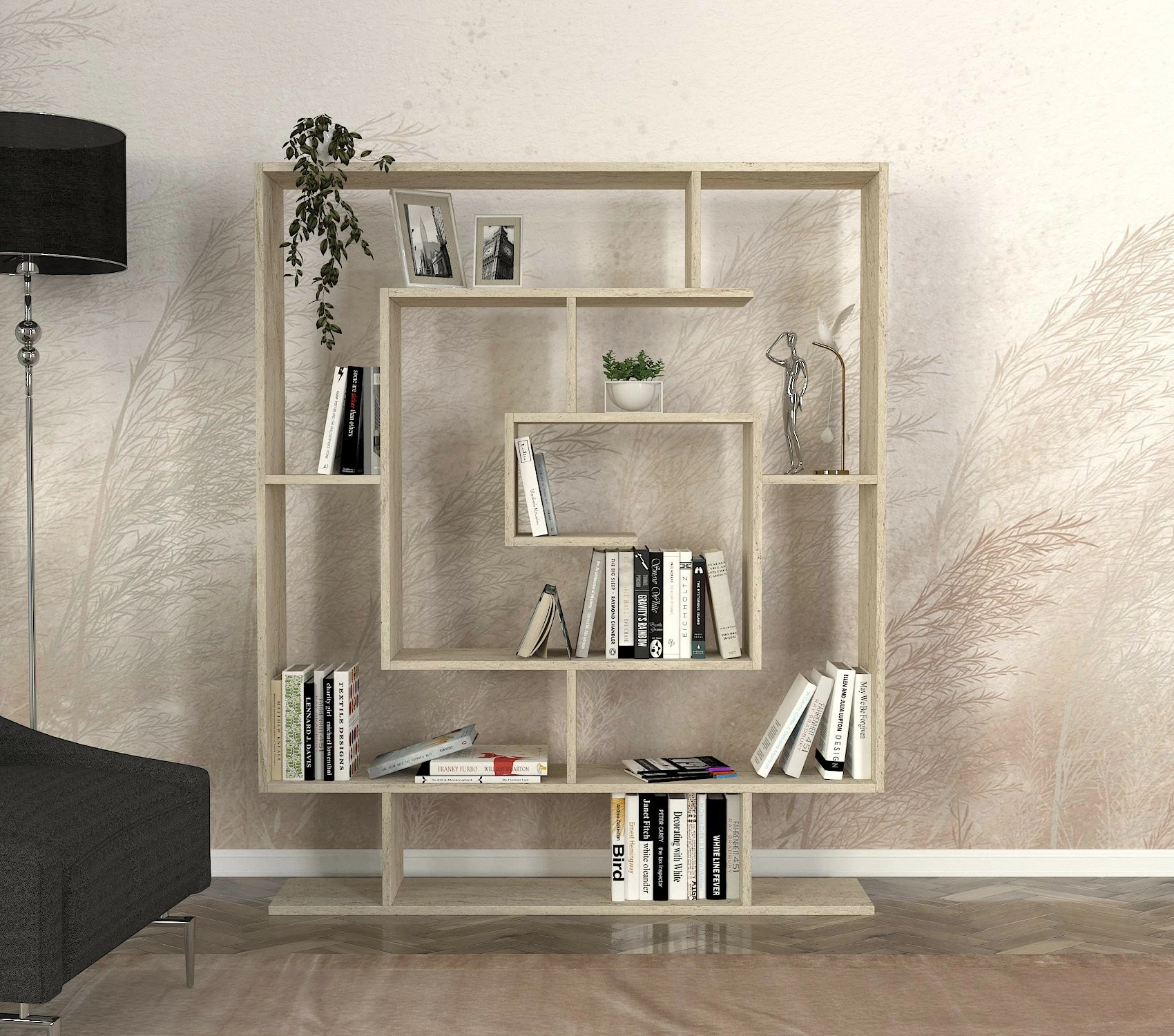 Raft librash Hanah Home, Sarmasik, ngjyrë travertine