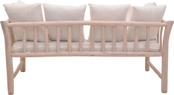 Divan dy-vendësh Dranjere ngjyrë natyrale dru tik me pëlhurë bezhë 167x80x71cm