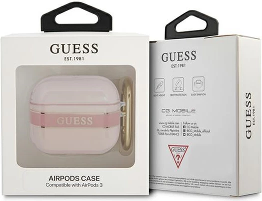 Mbështjellës Guess për AirPods 3, Strap Collection, Rozë