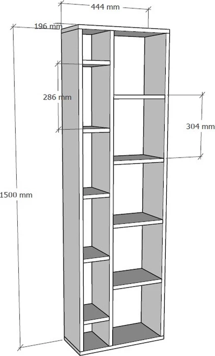 Raft librash Minicu, ngjyrë arre e errët, 44.4x19.6x150cm