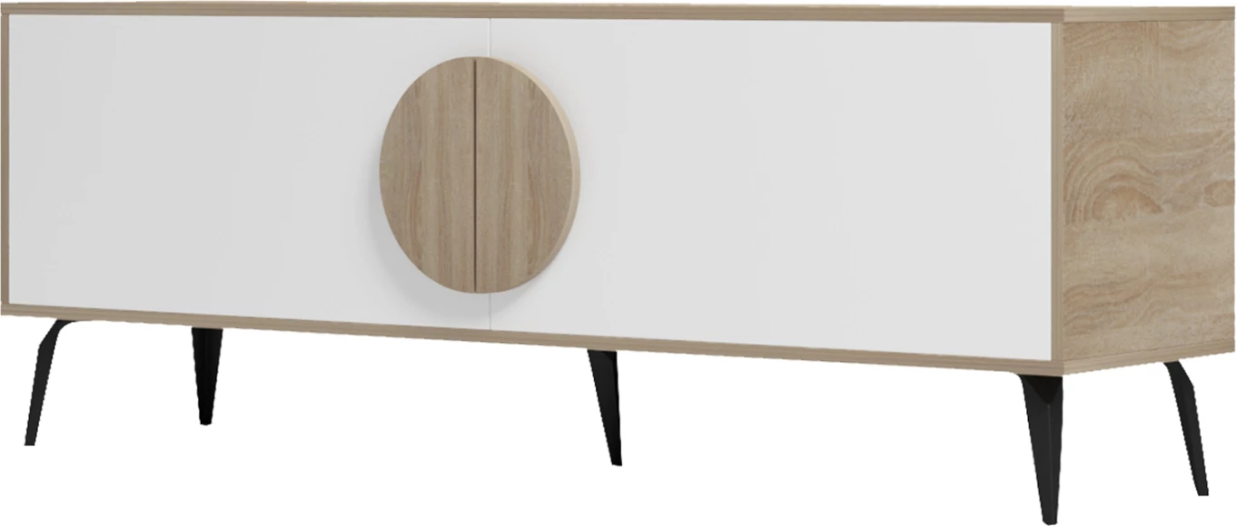 Komodë TV SAVORE, melaminë sonama/e bardhë, 140x35.5x51cm