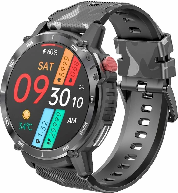 Smartwatch për meshkuj Rubicon, e zezë/camo