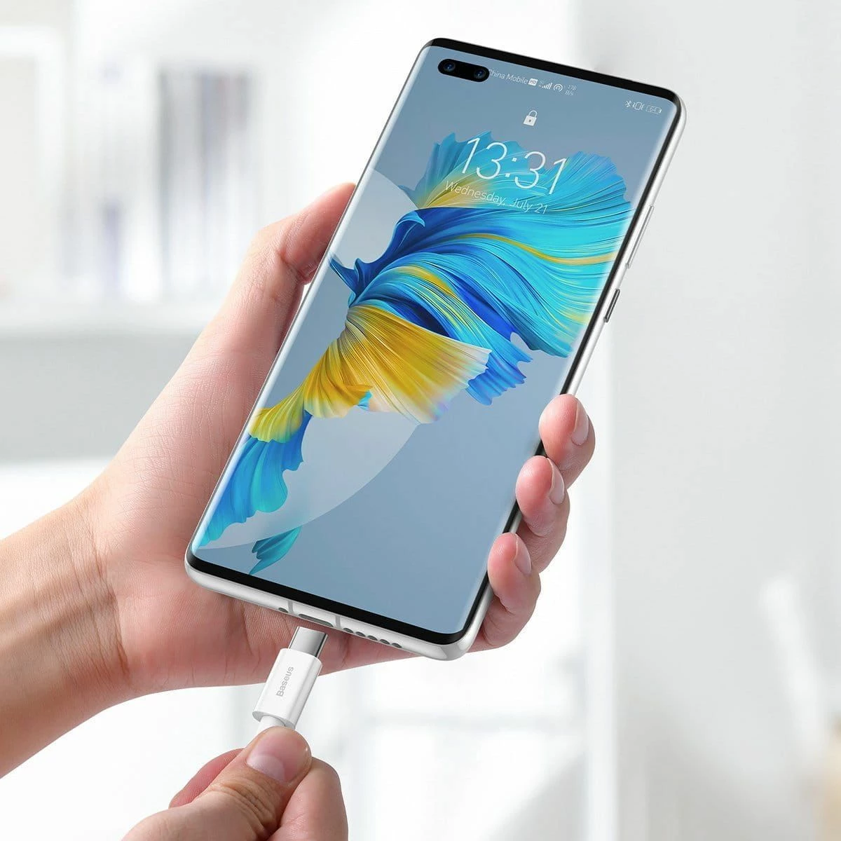 Kabllo USB Baseus CATYS-A02, USB-A në USB-C, 2 m, 66 W, USB 2.0, e bardhë