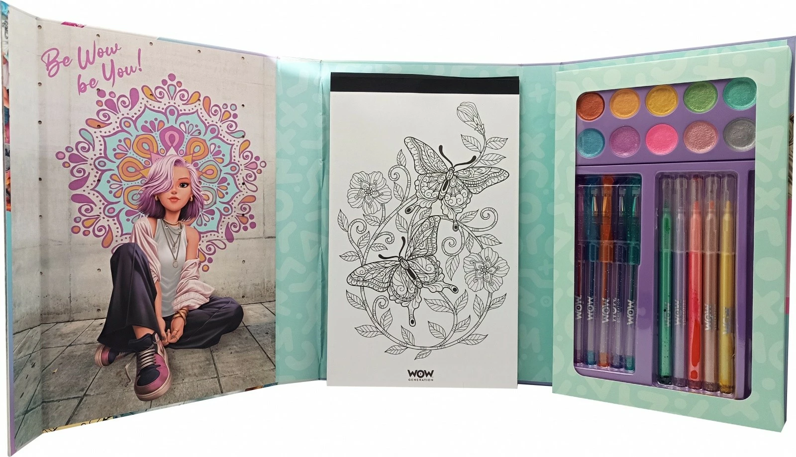 Set kreativ mandala Kids Euroswan WOW00084 me markerë dhe akuarele me shkëlqim