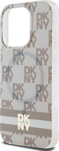 Mbështjellës DKNY IML Checkered Mono Pattern & Printed Stripes MagSafe për iPhone 15 Pro, bezhë