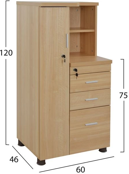 Dollap profesional për zyre, ngjyrë lisi, FH2052.01L, 60x46x120 cm