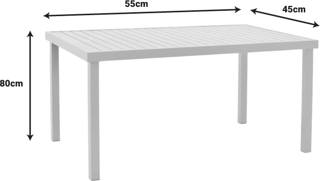 Set tavoline me karrige Kliton-Elation alumini ngjyrë e bardhë 150x80x74cm