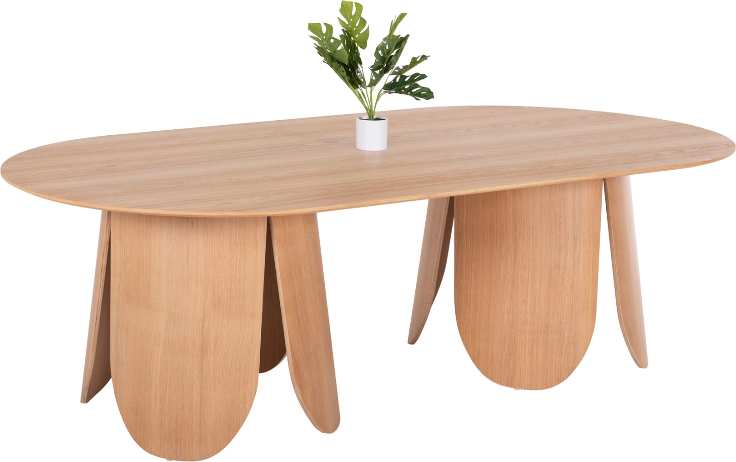 Tavolinë ngrënieje ovale DENTY FH9611.01 MDF me furnir lisi - lis natyral 240x120x75Hcm