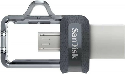 Pendrive SanDisk Ultra Dual Drive m3.0 32GB, USB 3.0/microUSB, Gri/Argjend
