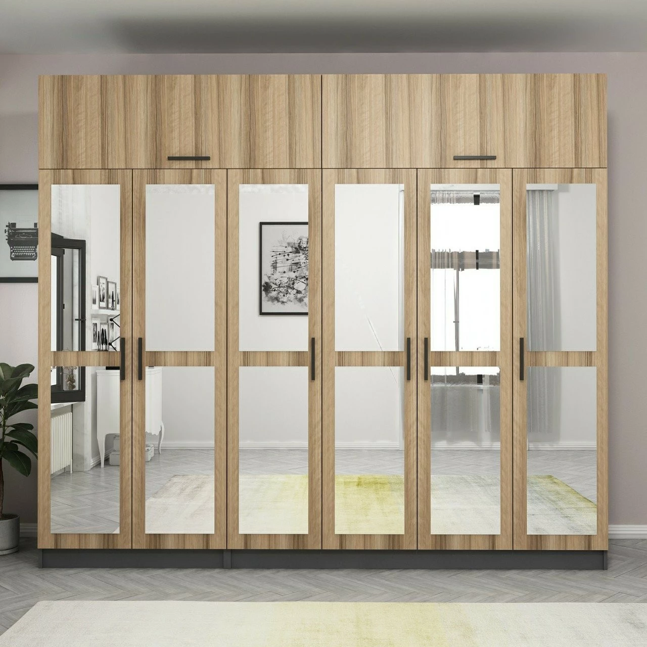 Dollap për rroba, ngjyrë arrë dhe antracit, Skye Decor - 5215