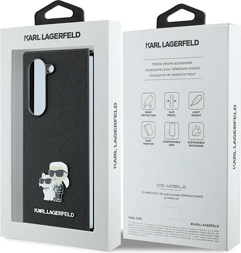 Mbështjellës Karl Lagerfeld Saffiano Metal Pin për Samsung Galaxy Z Fold 6, i zi