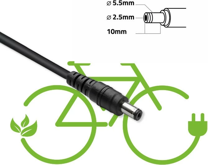 Karikues biçiklete elektrike Qoltec 50333, 42V 2A, 5.5x2.5mm, i zi