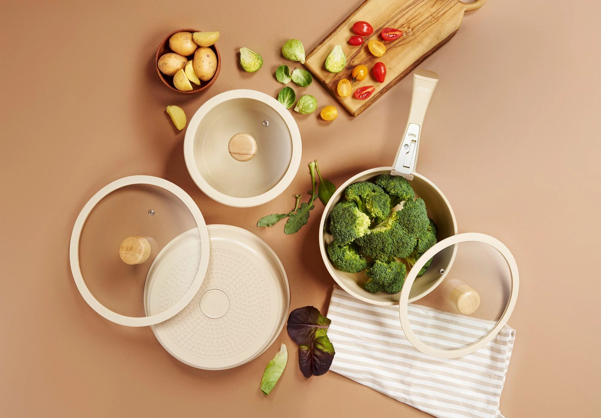 Set tenxheresh 9 copë, Hermia Hona Daily, ngjyrë krem