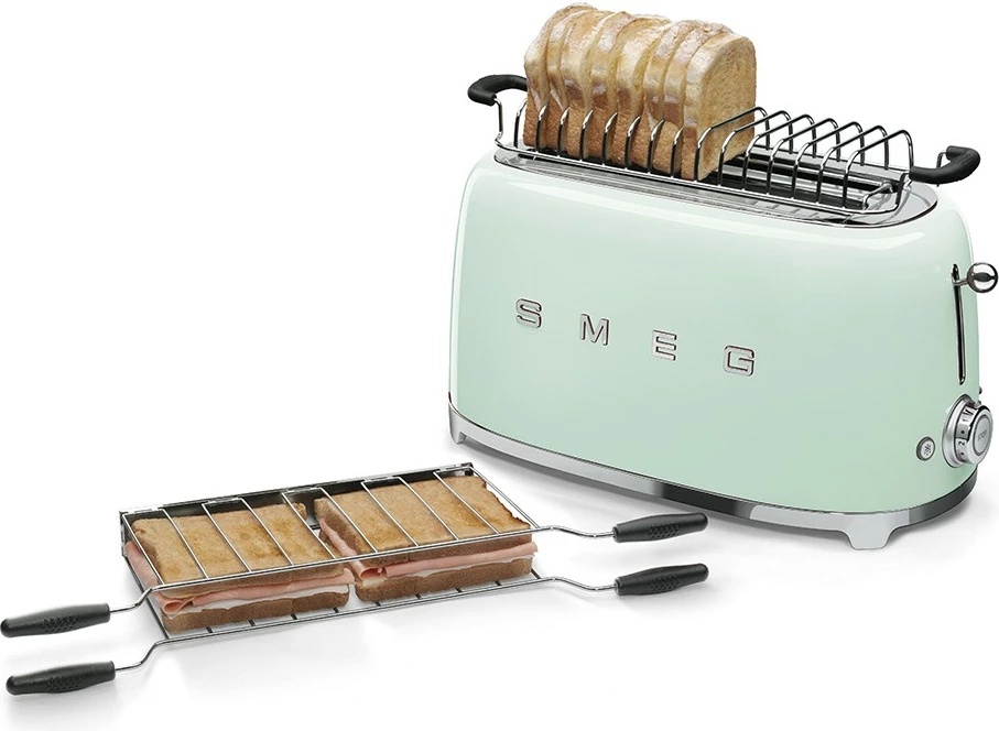 Tostier SMEG TSF02PGEU, 4 feta, 6 nivele thekje, 1500W, jeshil pastel