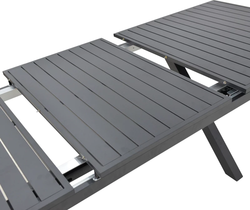 Tavolinë zgjeruese Dagyn alumini ngjyrë e hirtë e errët 180-240x90x76cm