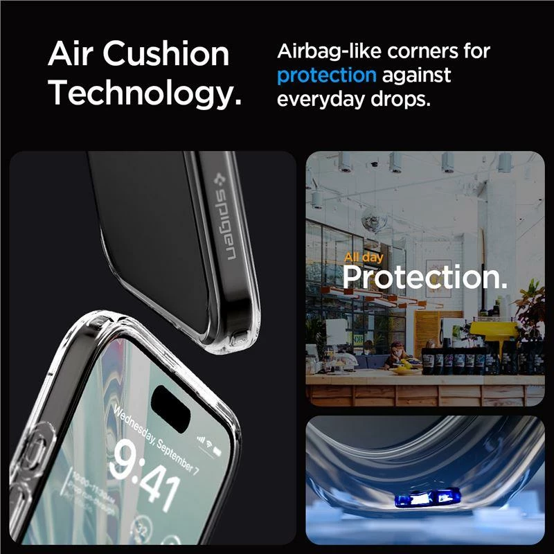 Mbështjellës Spigen Crystal Hybrid për iPhone 15 Pro, Transparent